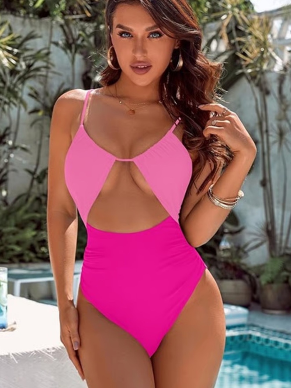 Blooming Jelly Cut-Out Tummy Control One Piece Monokini Swimsuit pink S/M